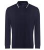 foto 1 Heren polo oxford blauw met wit te personaliseren te bedrukken lange mouw