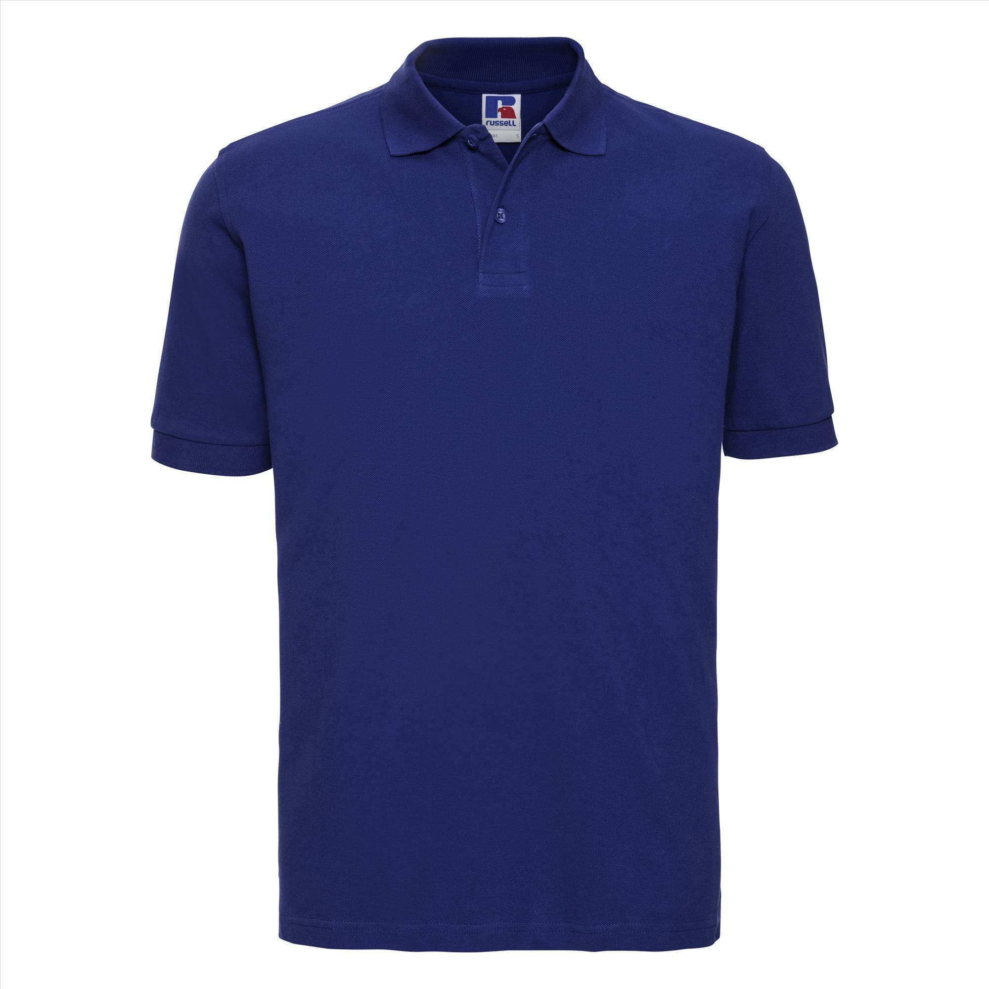 Heren polo royal blauw eigen logo, tekst, afbeelding mogelijk, te personaliseren