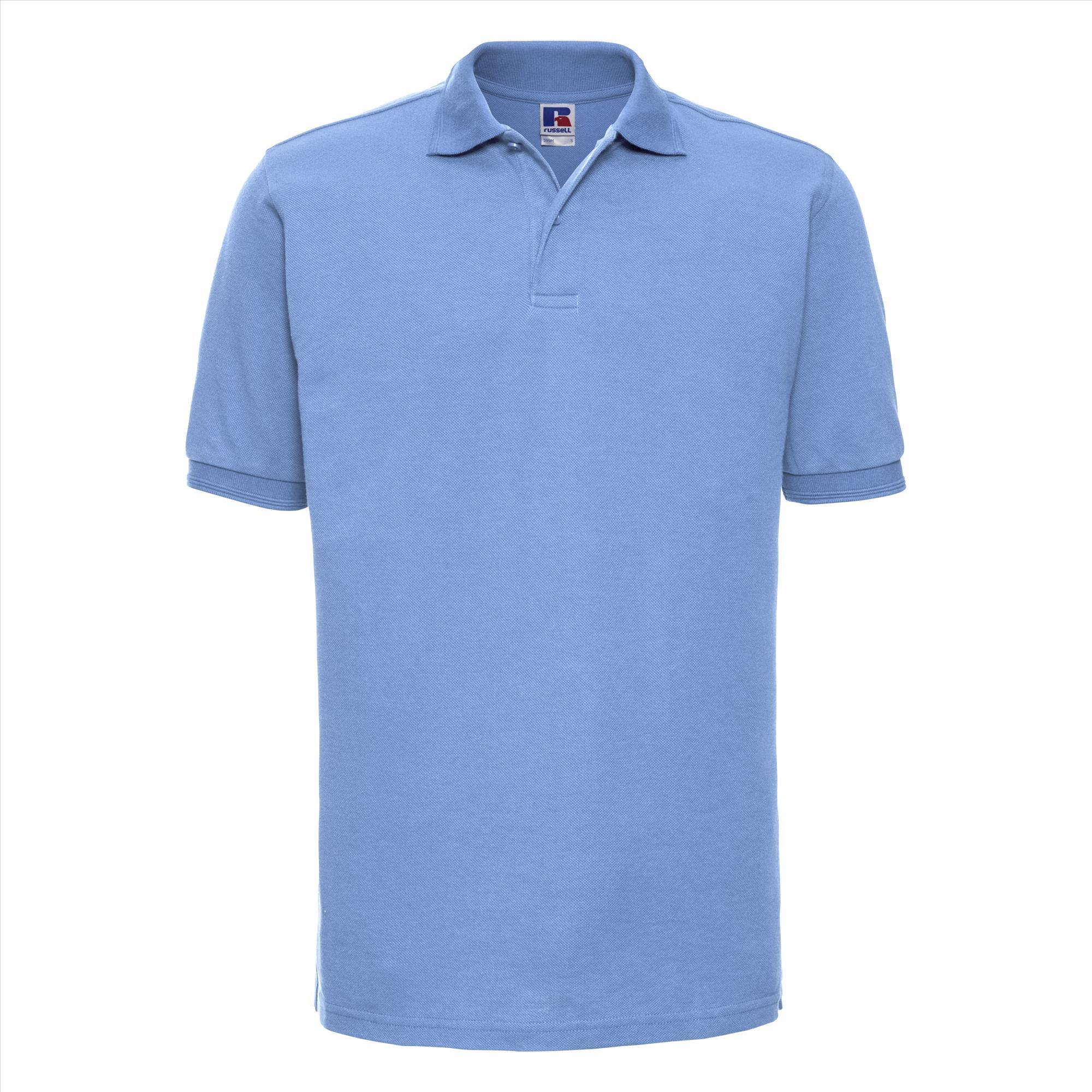 Heren polo workwear sky blauw perfect voor zwaar werk te personaliseren bedrukken met logo