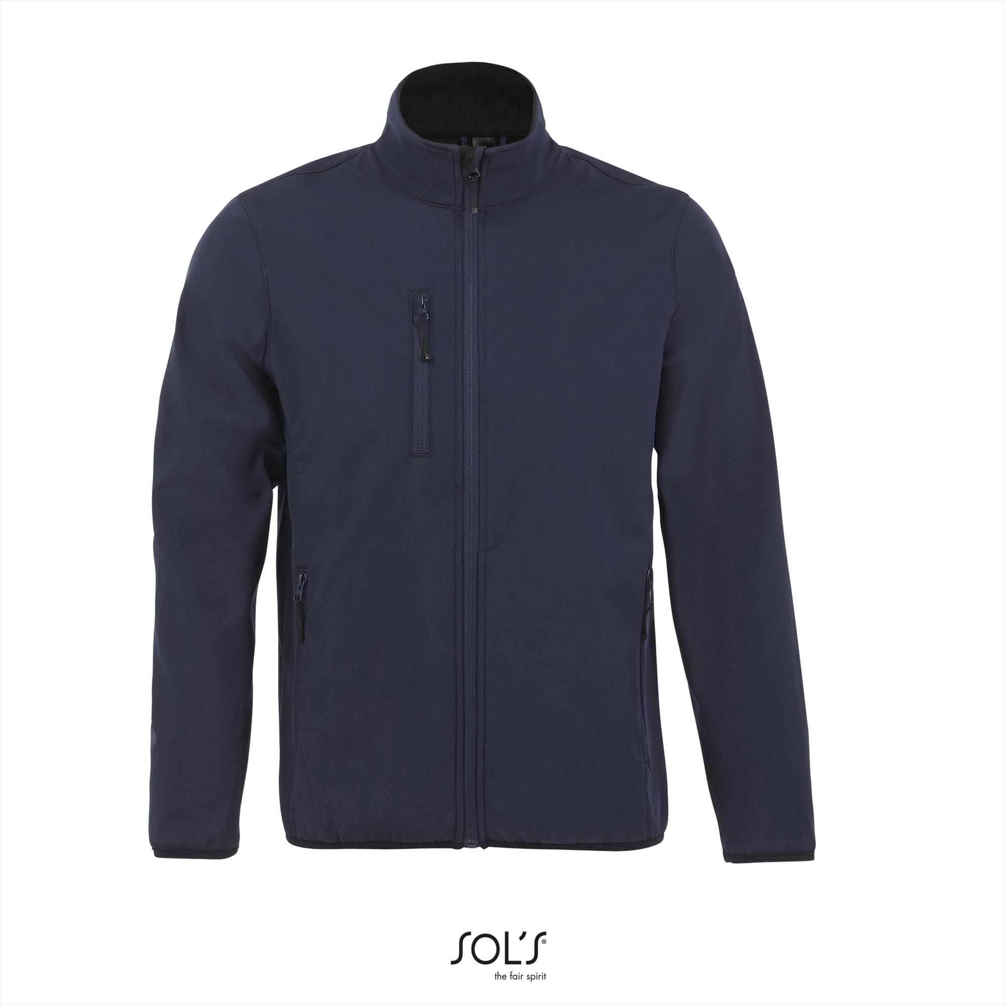 Heren softshell donkerblauw Ademend, winddicht, waterafstotend