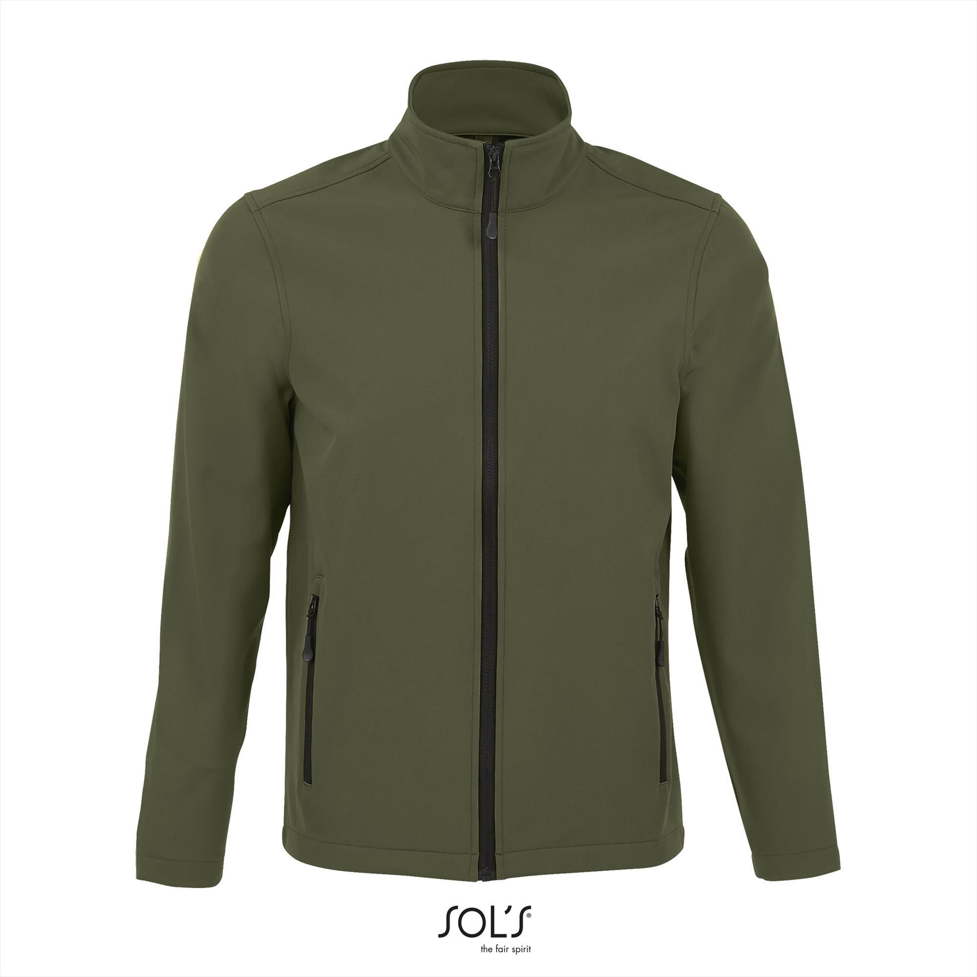 Heren softshell jas army leger groen