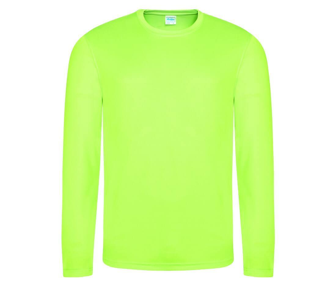 Heren sport shirtje electric green lange mouw bedrukbaar te personaliseren