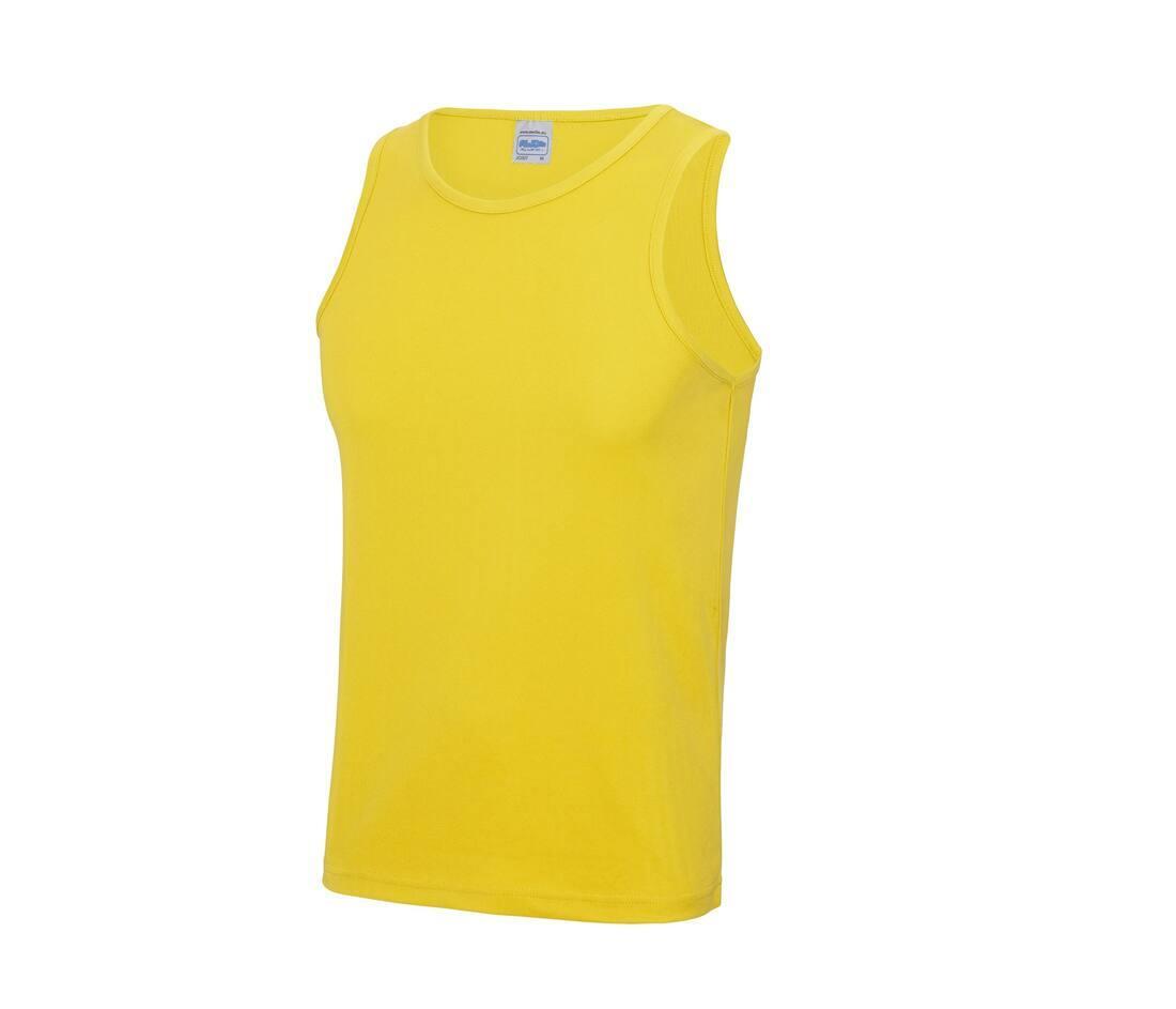 Heren sport shirtje goud geel zonder mouwen te personaliseren bedrukbaar