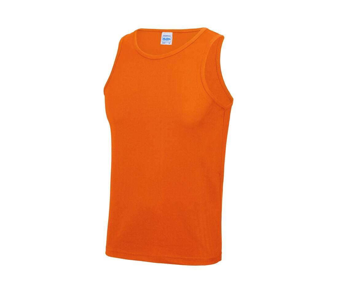 Heren sport shirtje oranje zonder mouwen te personaliseren bedrukbaar