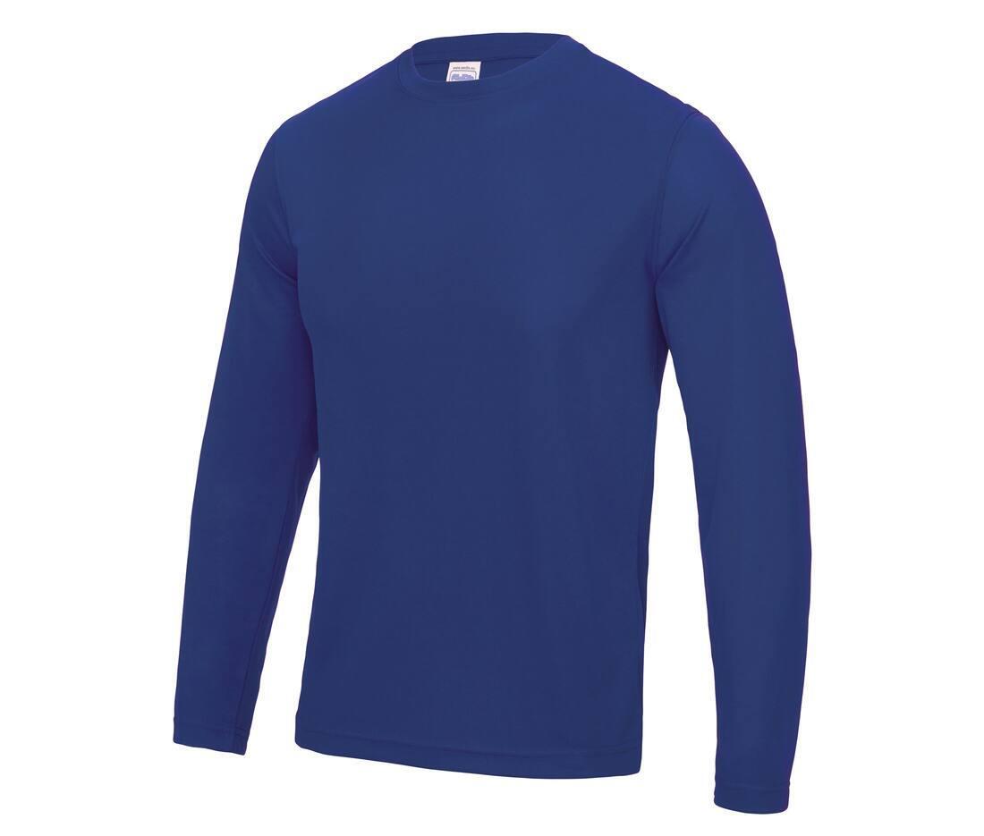 Heren sport shirtje royal blauw lange mouw bedrukbaar te personaliseren