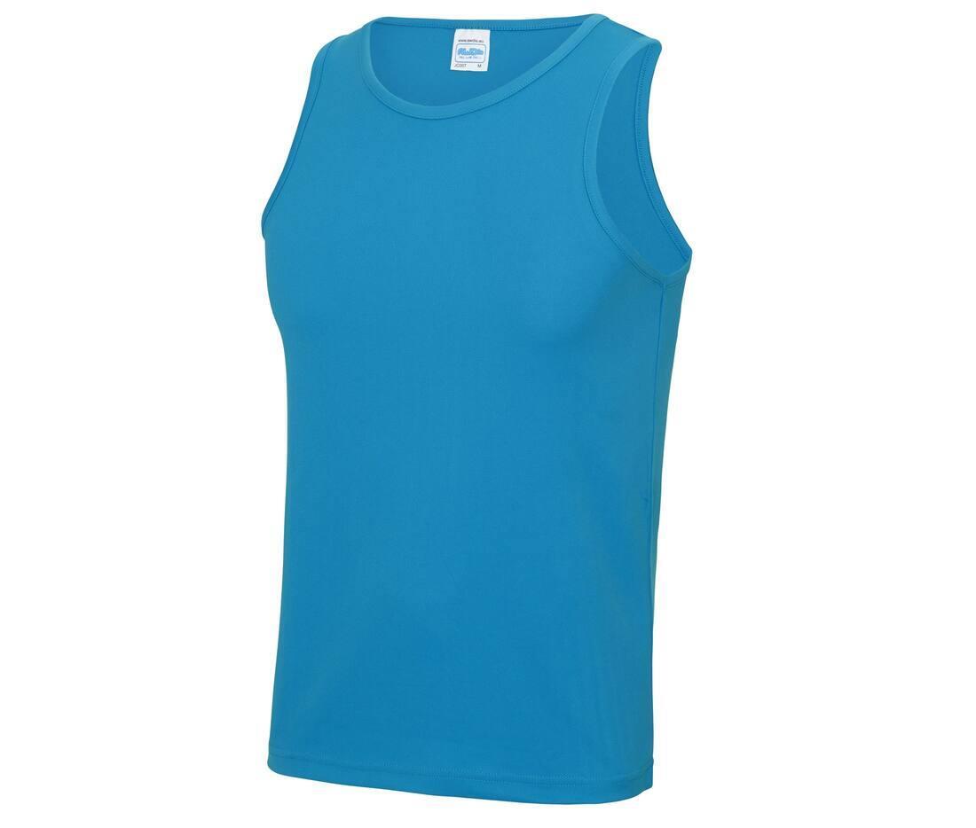 Heren sport shirtje sapphire blauw zonder mouwen te personaliseren bedrukbaar