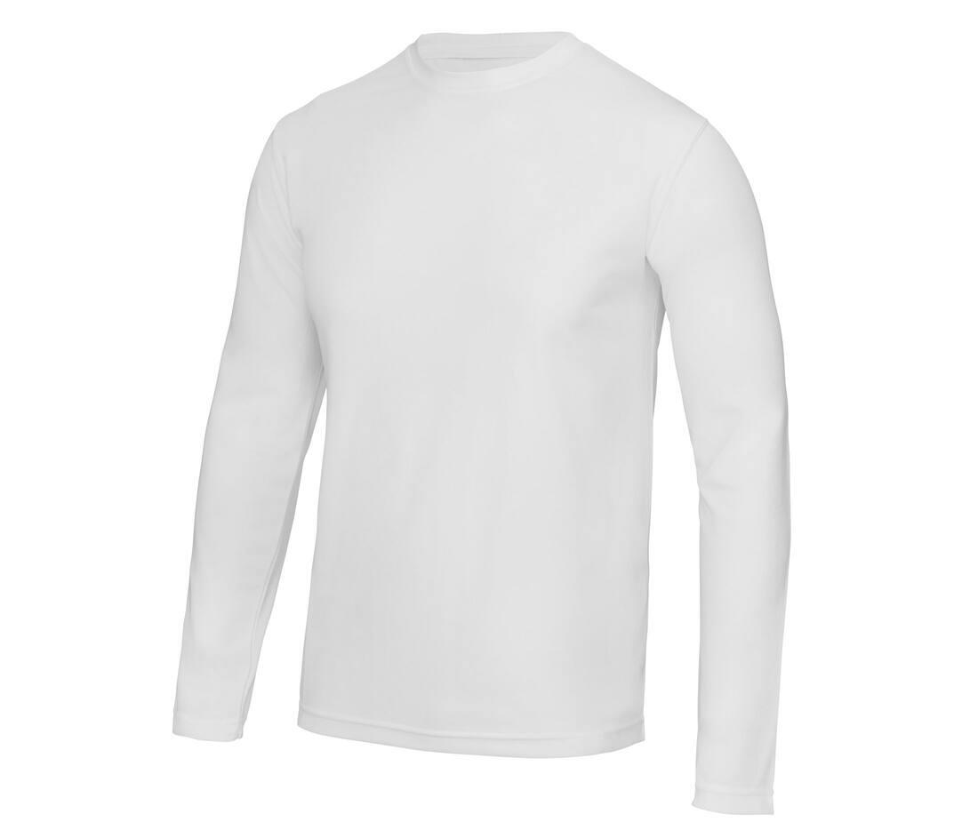 Heren sport shirtje wit lange mouw bedrukbaar te personaliseren