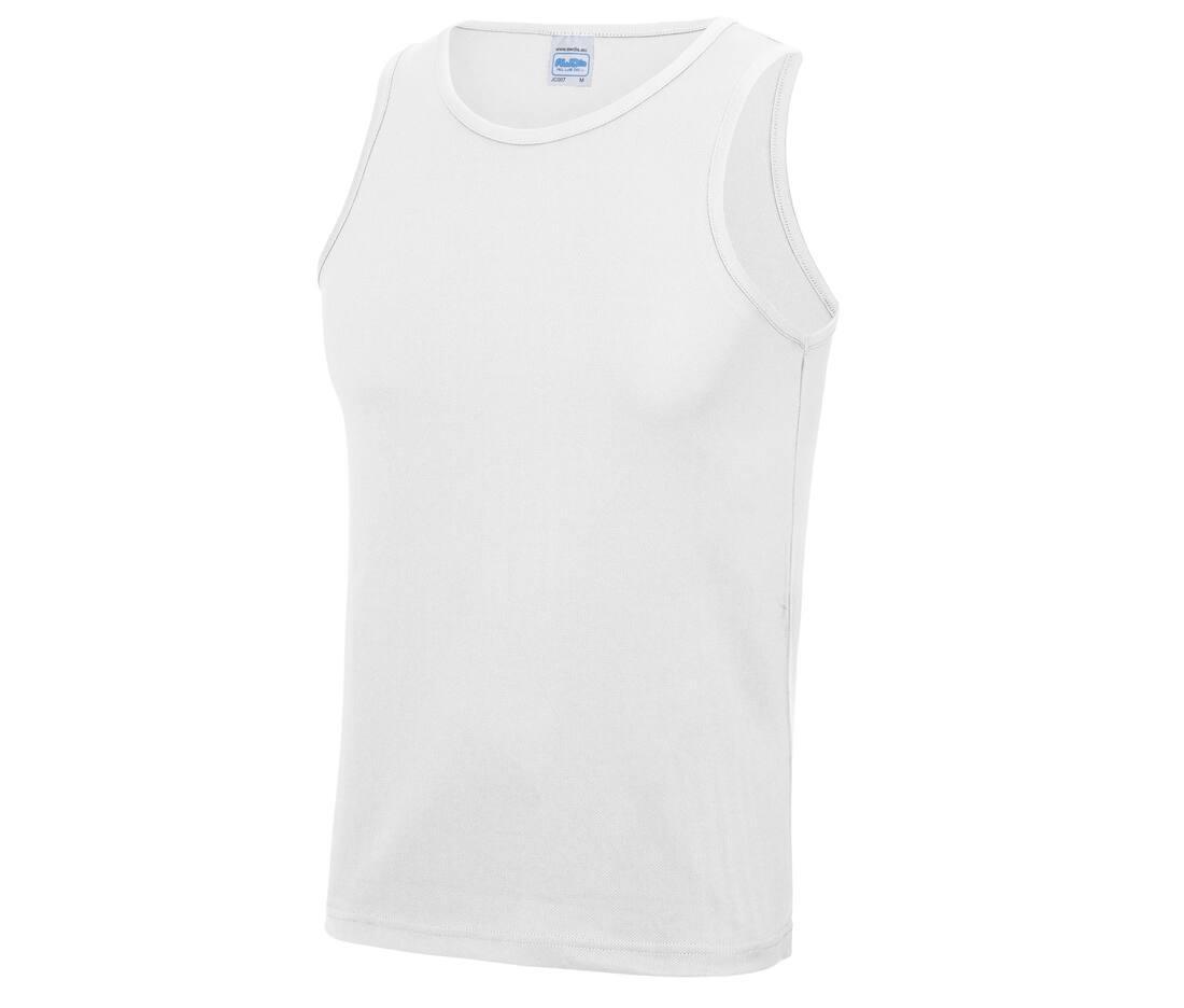 Heren sport shirtje wit zonder mouwen te personaliseren bedrukbaar
