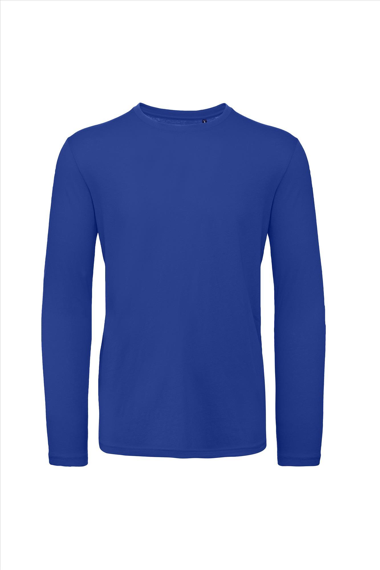 Heren T-shirt met lange mouwen kobaltblauw te personaliseren bedrukbaar