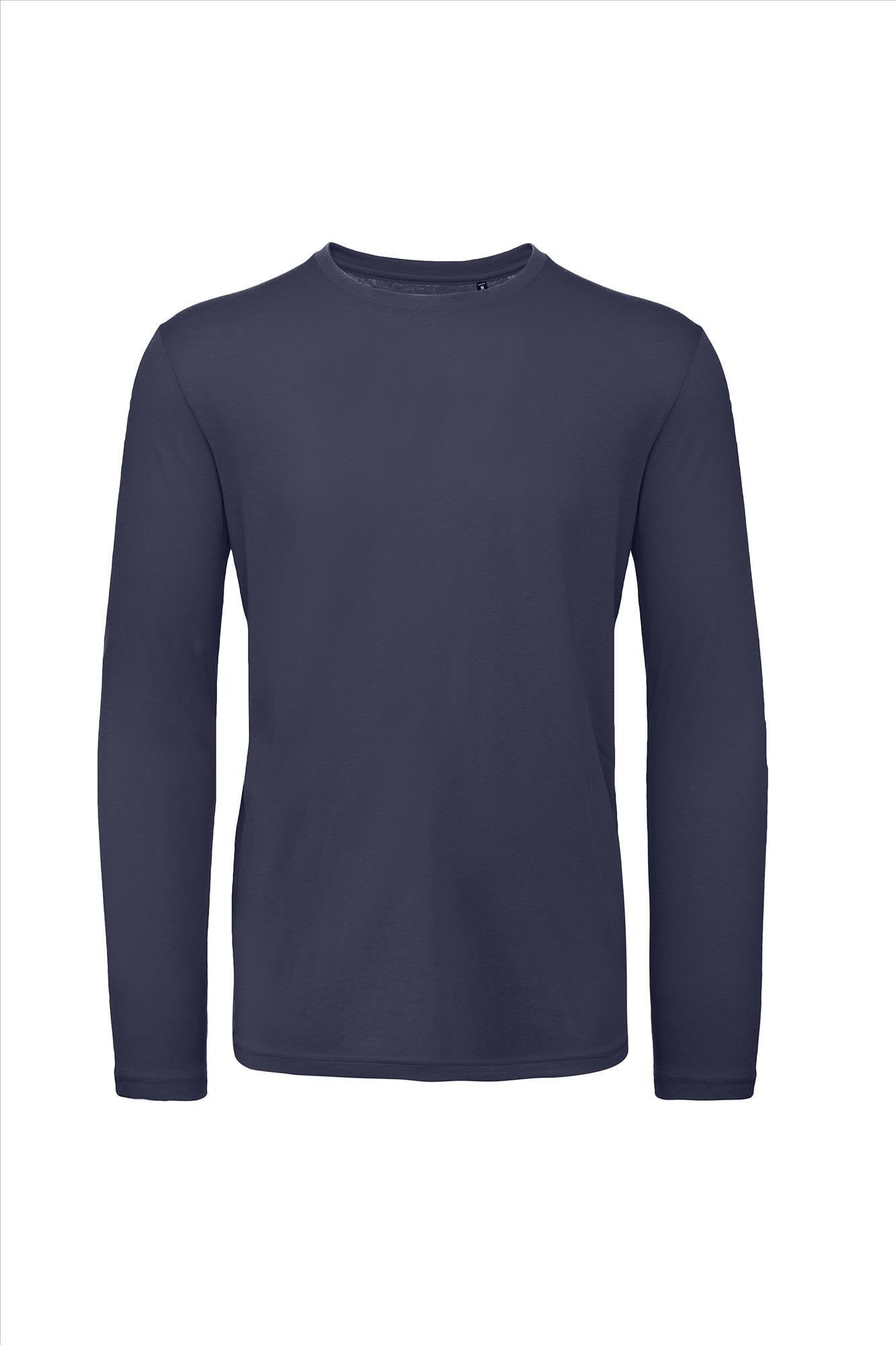 Heren T-shirt met lange mouwen urban donkerblauw te personaliseren bedrukbaar