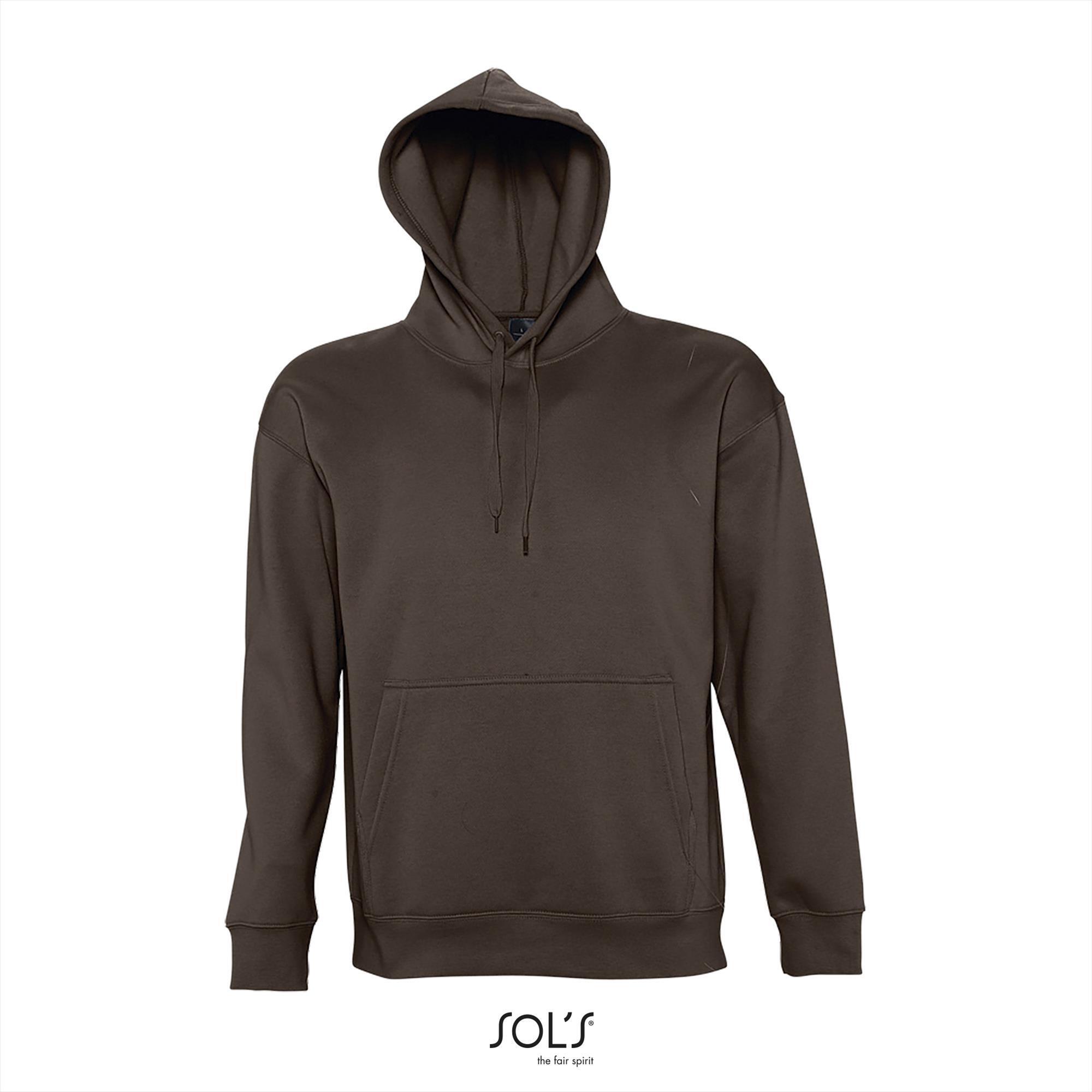 Hooded sweatshirt voor hem chocolade kleur te personaliseren