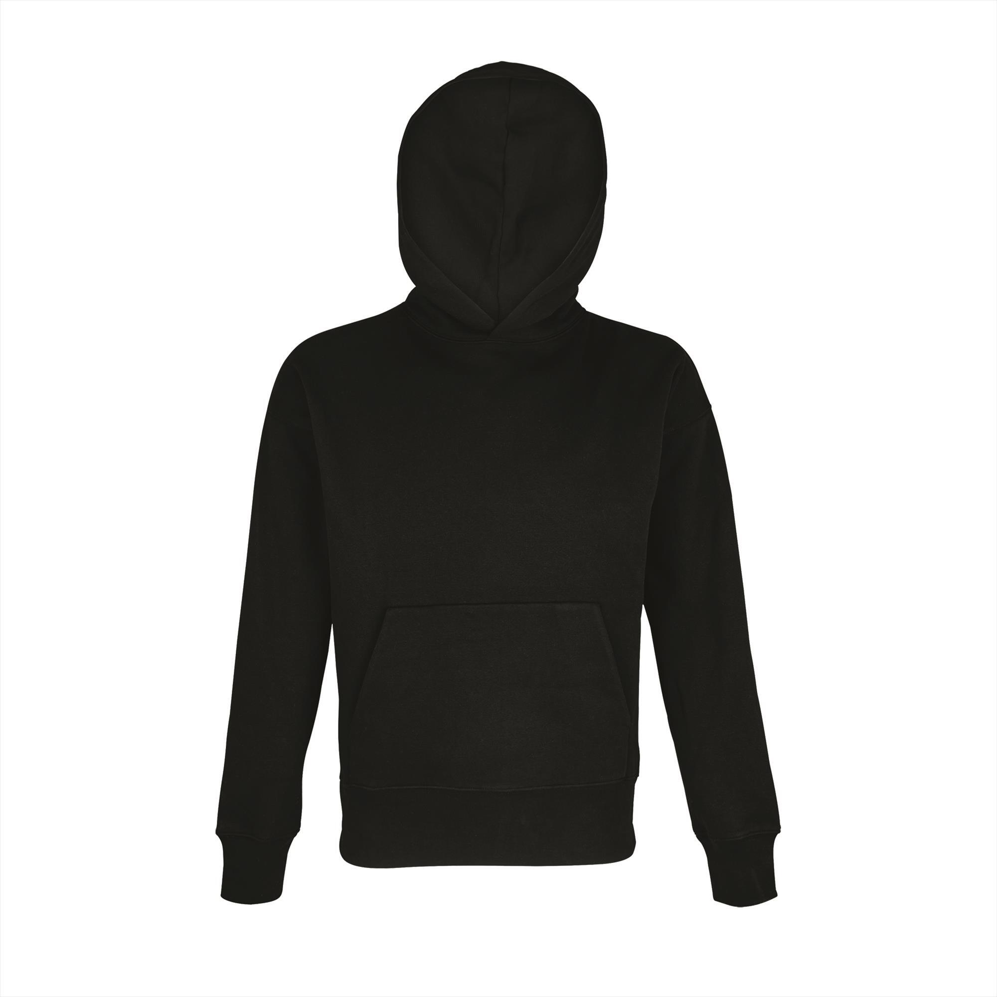hoodie unisex zwart zware stof recycled polyester