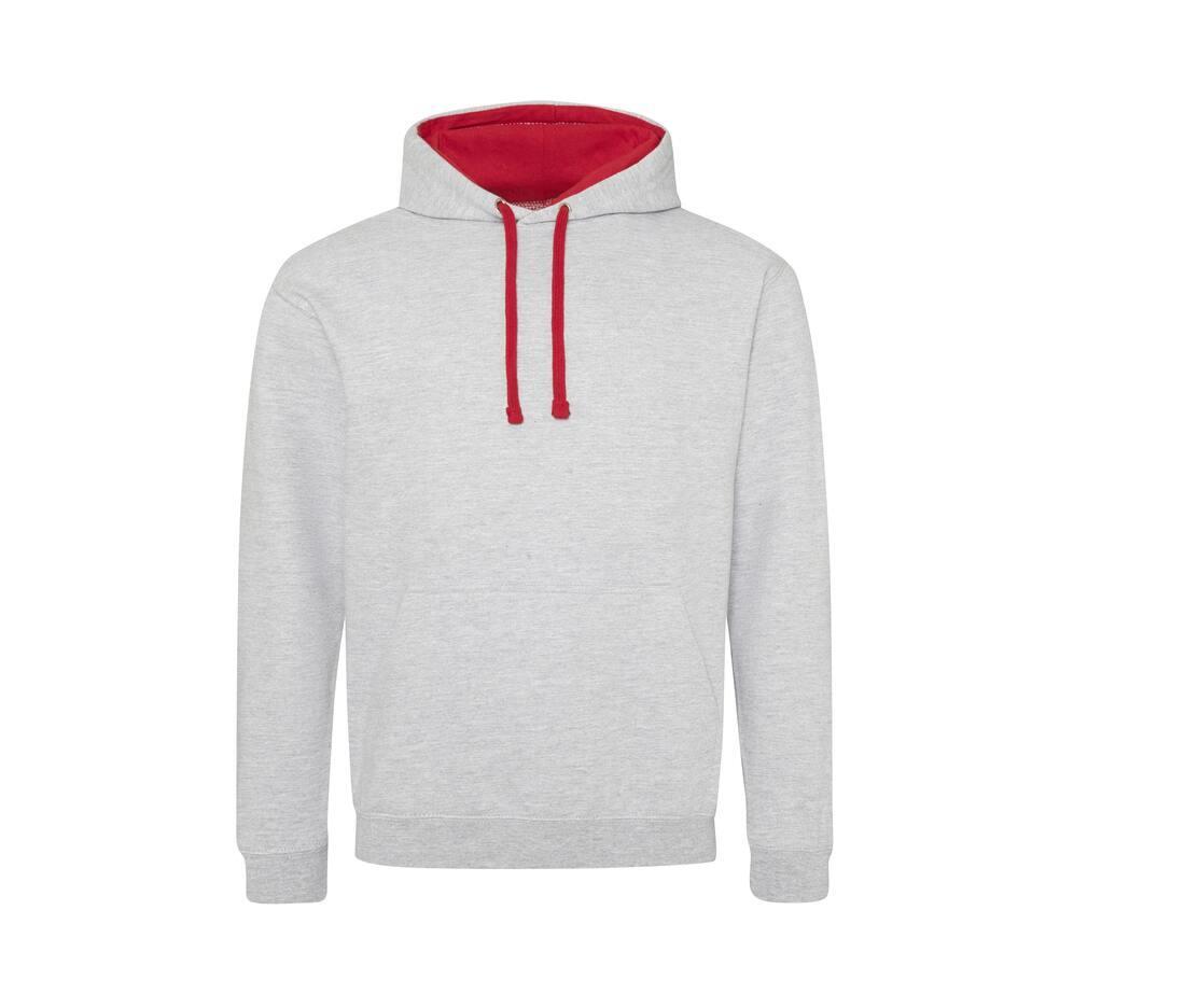 Hoodie voor Heren grijs met rood perfect voor bedrukking met foto, logo, of tekst