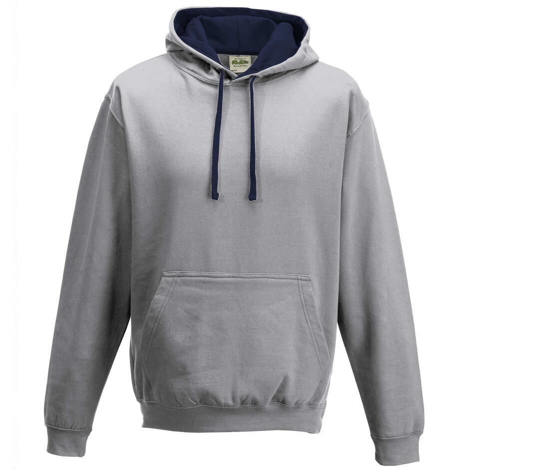 Hoodie voor Heren heather grijs met donkerblauw perfect voor bedrukking met foto, logo, of tekst