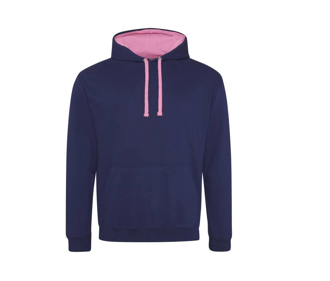 Hoodie voor Heren oxford blauw / candyfloss roze perfect voor bedrukking met foto, logo, of tekst