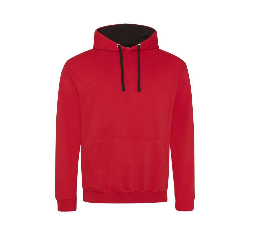 Hoodie voor Heren rood met zwart perfect voor bedrukking met foto, logo, of tekst