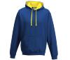 Hoodie voor Heren royal blauw met gele voering  perfect voor bedrukking met foto, logo, of tekst