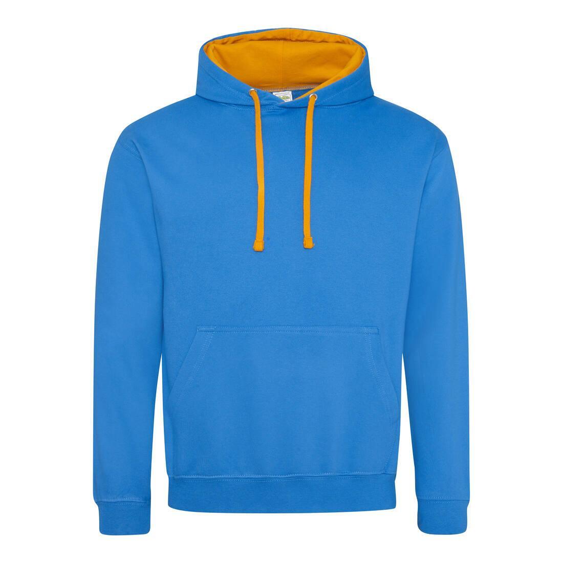 Hoodie voor Heren sapphire blauw / oranje crush perfect voor bedrukking met foto, logo, of tekst