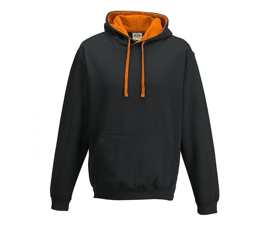 Hoodie voor Heren zwart met oranje crush perfect voor bedrukking met foto, logo, of tekst