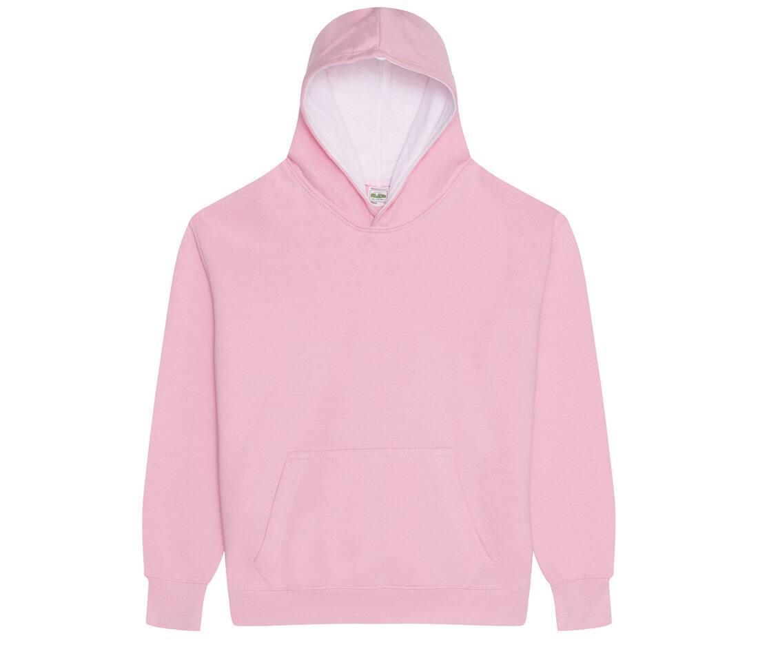 Hoodie voor kinderen met contrast kleuren baby roze / arctic wit