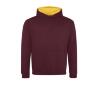 Hoodie voor kinderen met contrast kleuren burgundy / geel