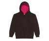Hoodie voor kinderen met contrast kleuren jet zwart / hot roze
