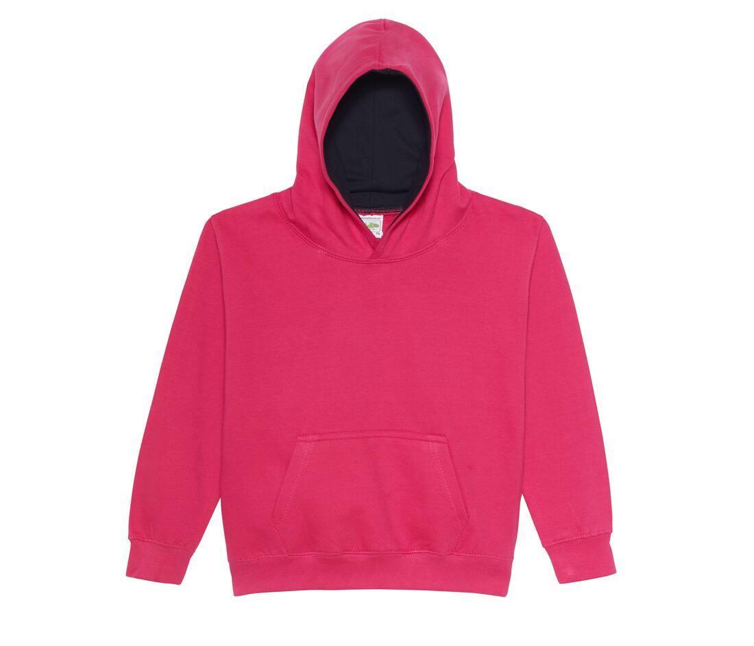 Hoodie voor kinderen met contrast kleuren roze met donkerblauw