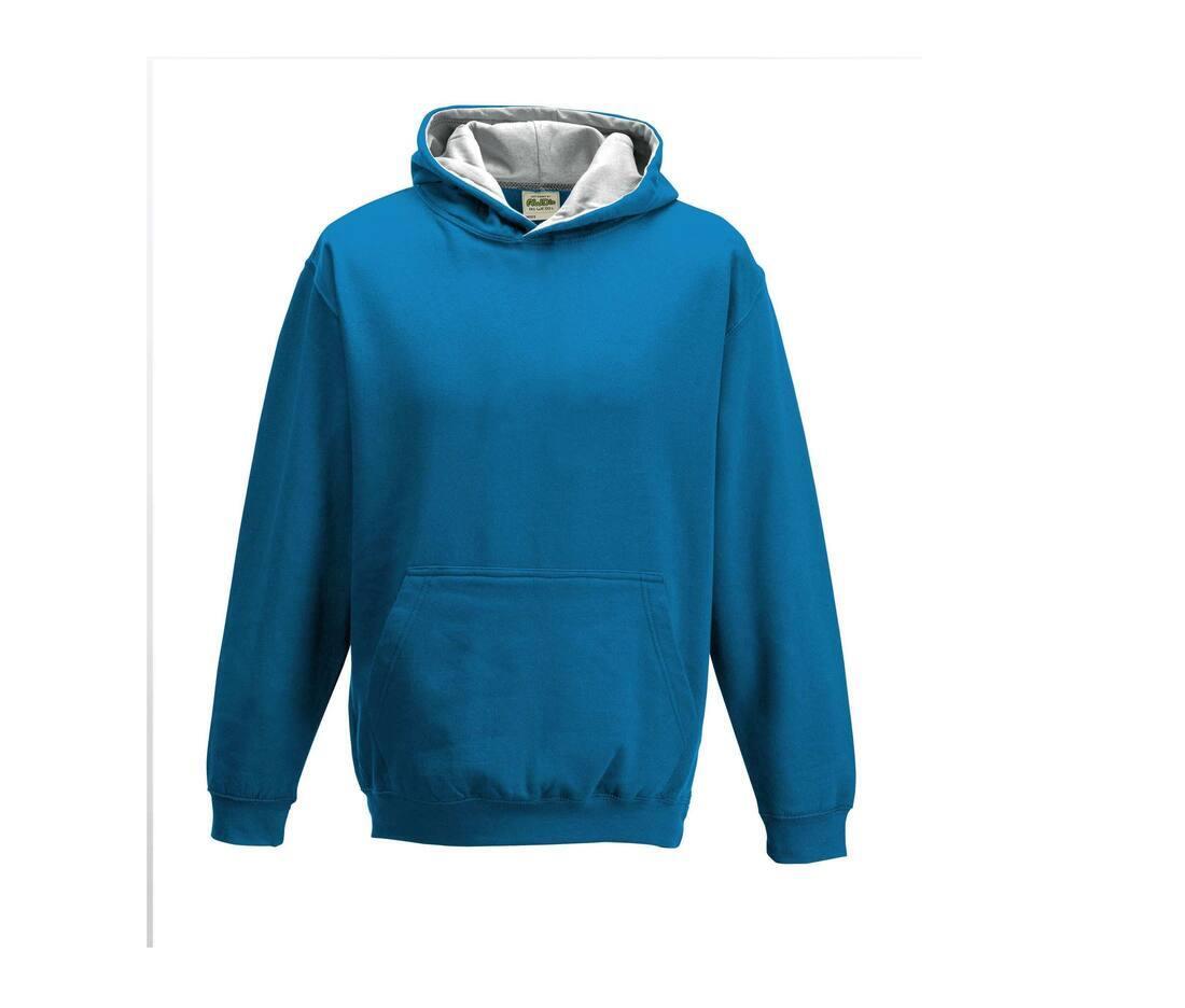 Hoodie voor kinderen met crontrast kleuren sapphire blauw / grijs