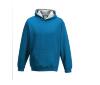 Hoodie voor kinderen met crontrast kleuren sapphire blauw / grijs