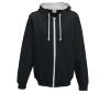 Hoodie voor mannen zwart met heather grijs met contrasterende voering.