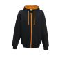Hoodie voor mannen zwart met oranje crush met contrasterende voering.
