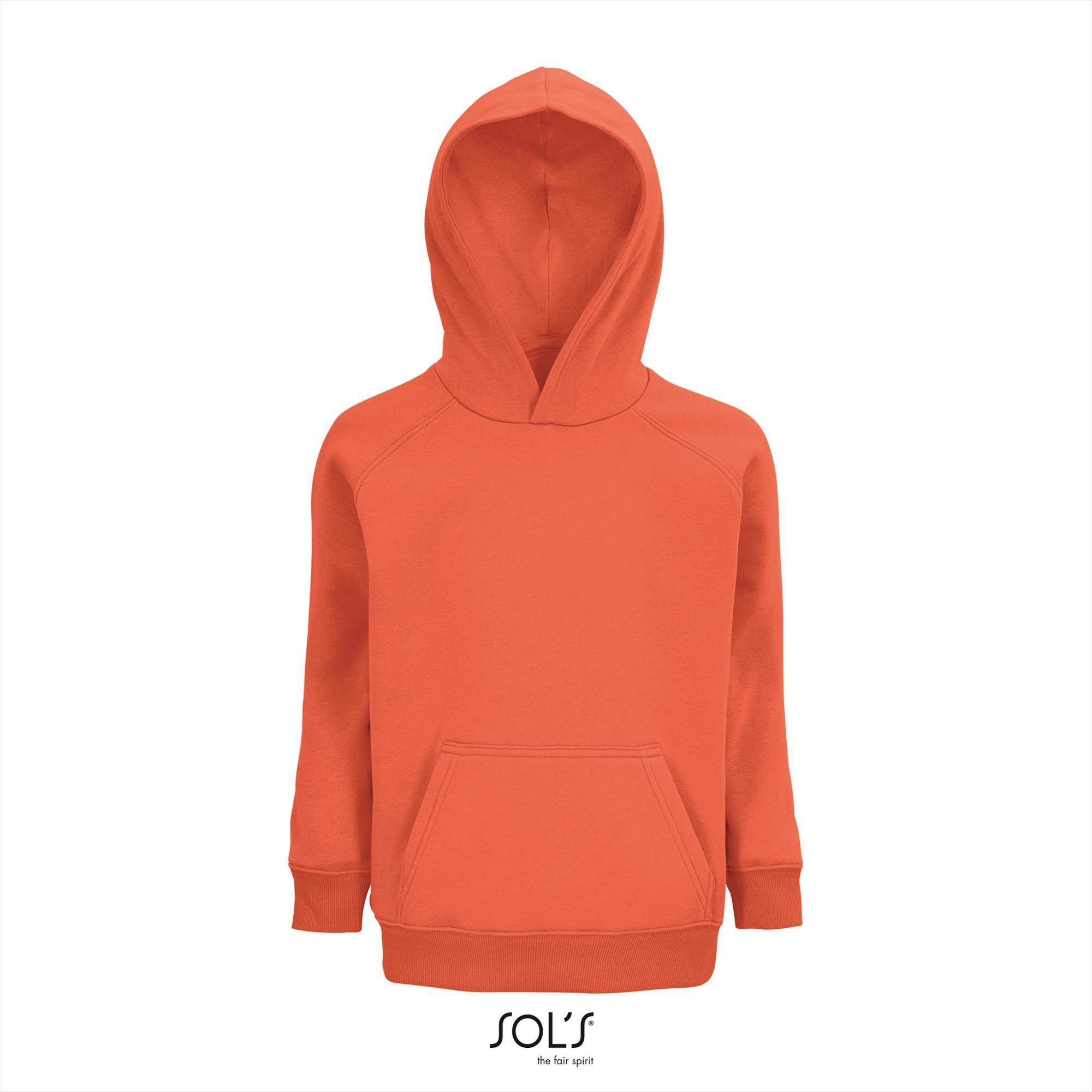 Kinder hoodie oranje personaliseren bedrukken sweatshirt