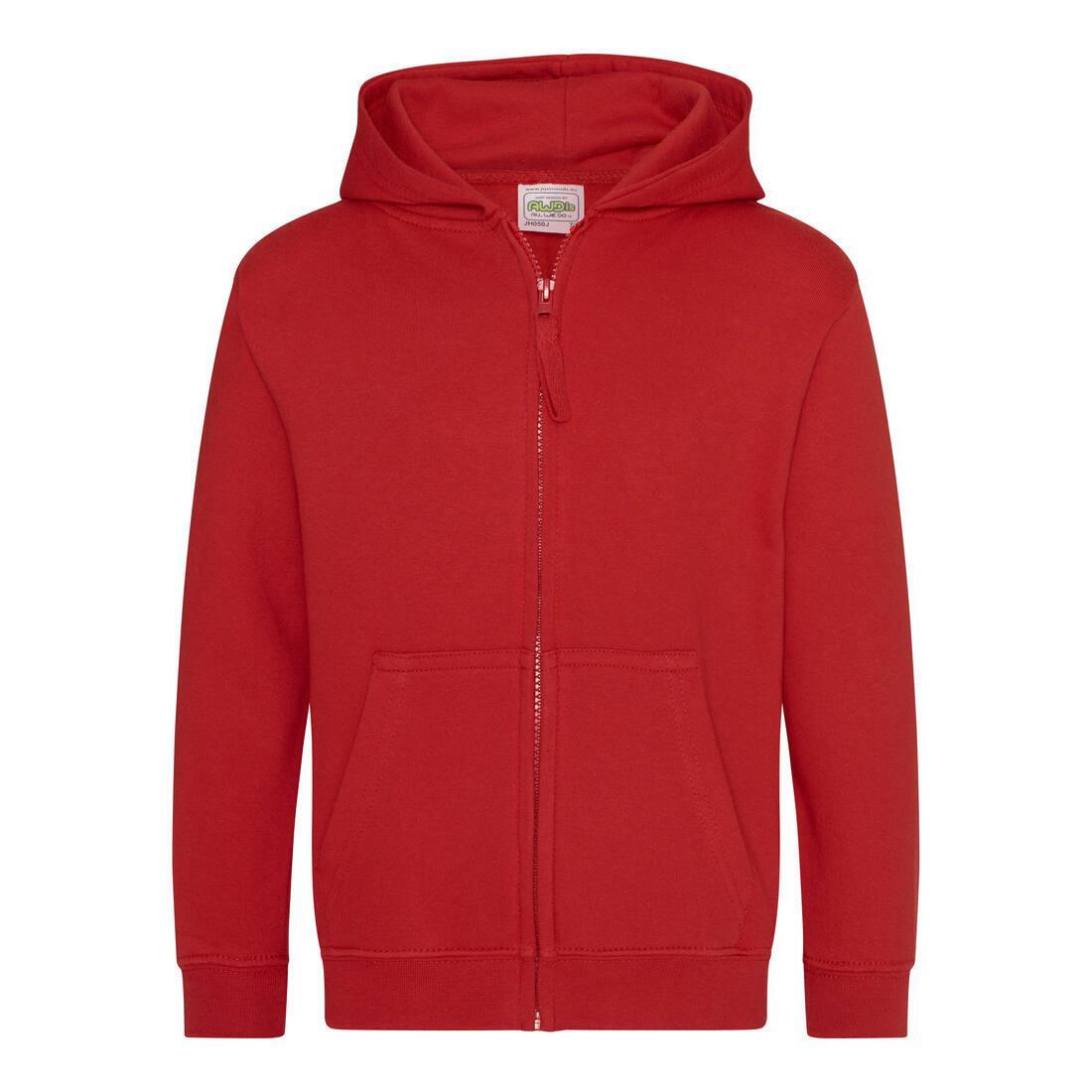 Kinder Hoodie vuurrood perfect om te bedrukken met je eigen logo, tekst, of foto