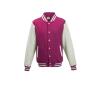 Kinder Varsity Jacket / jas roze met wit bedrukken met tekst of logo
