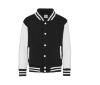 Kinder Varsity Jacket / jas zwart met wit bedrukken met tekst of logo