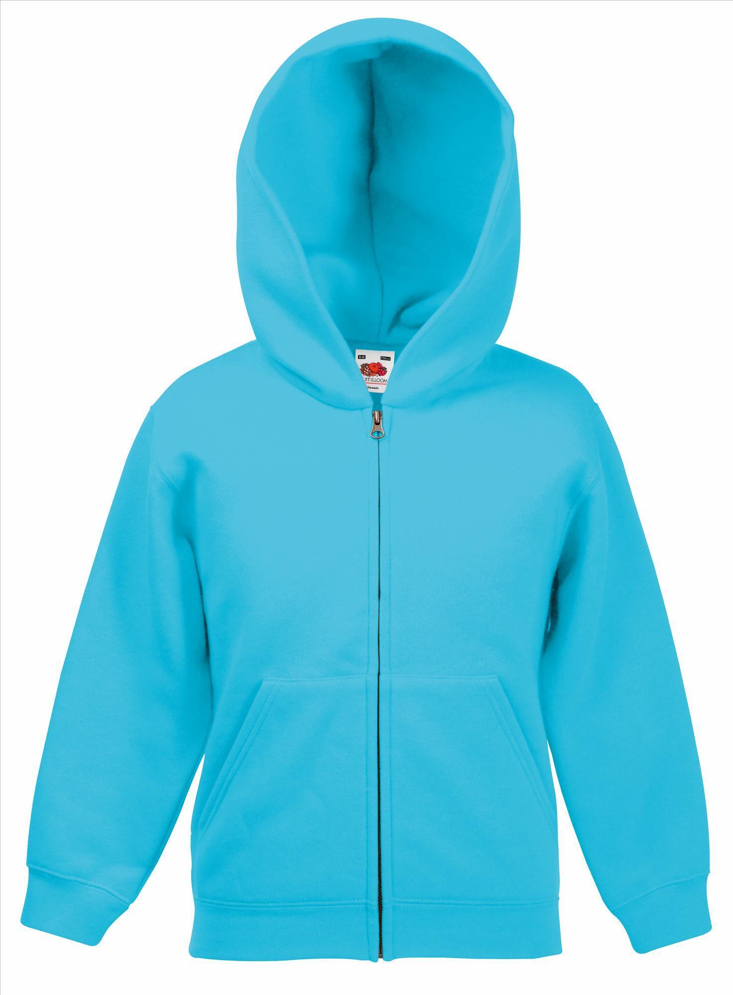 Kinderhoodie azuur blauw bedrukbaar met eigen ontwerp te personaliseren