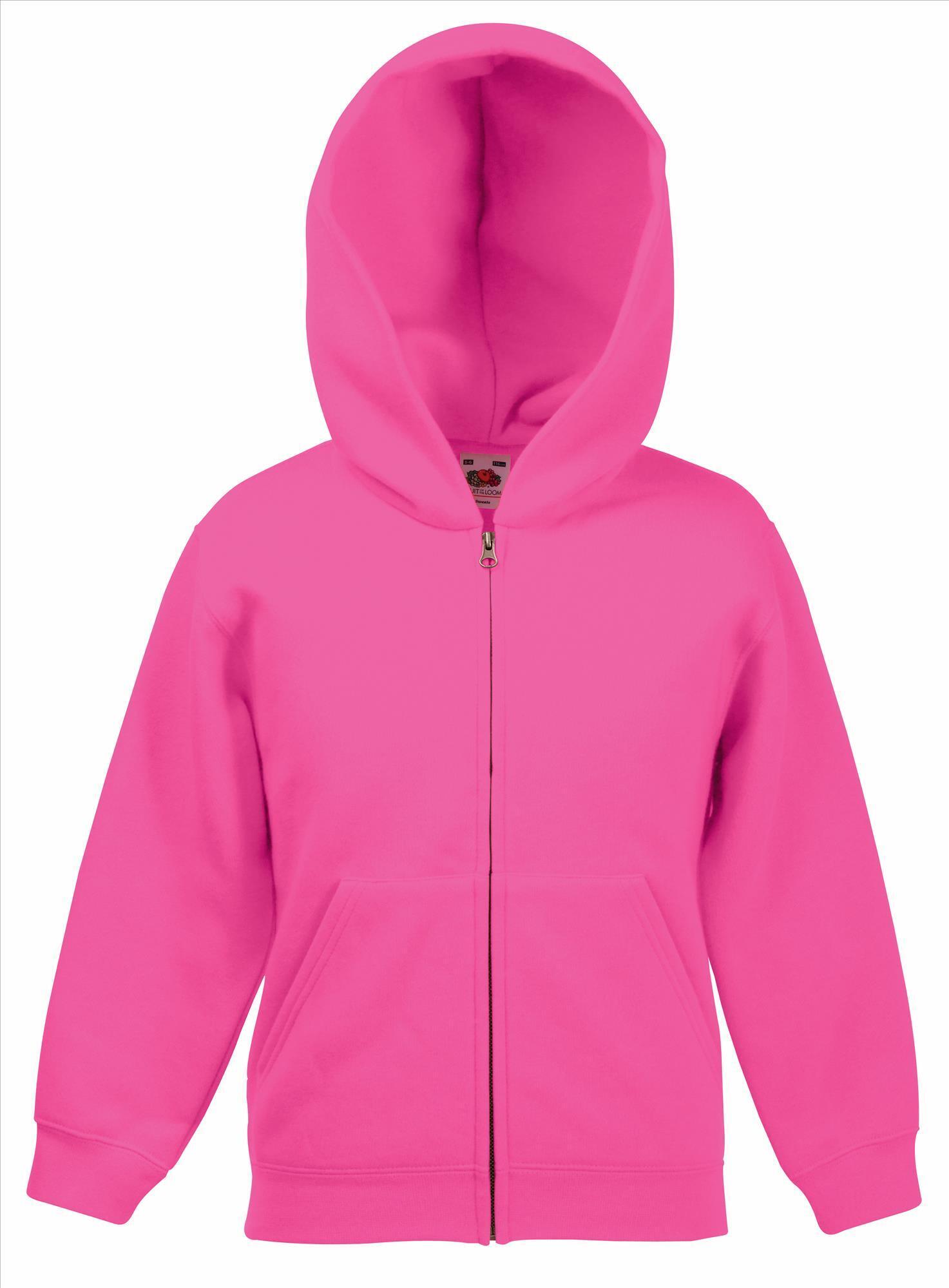 Kinderhoodie fuchsia bedrukbaar met eigen ontwerp te personaliseren