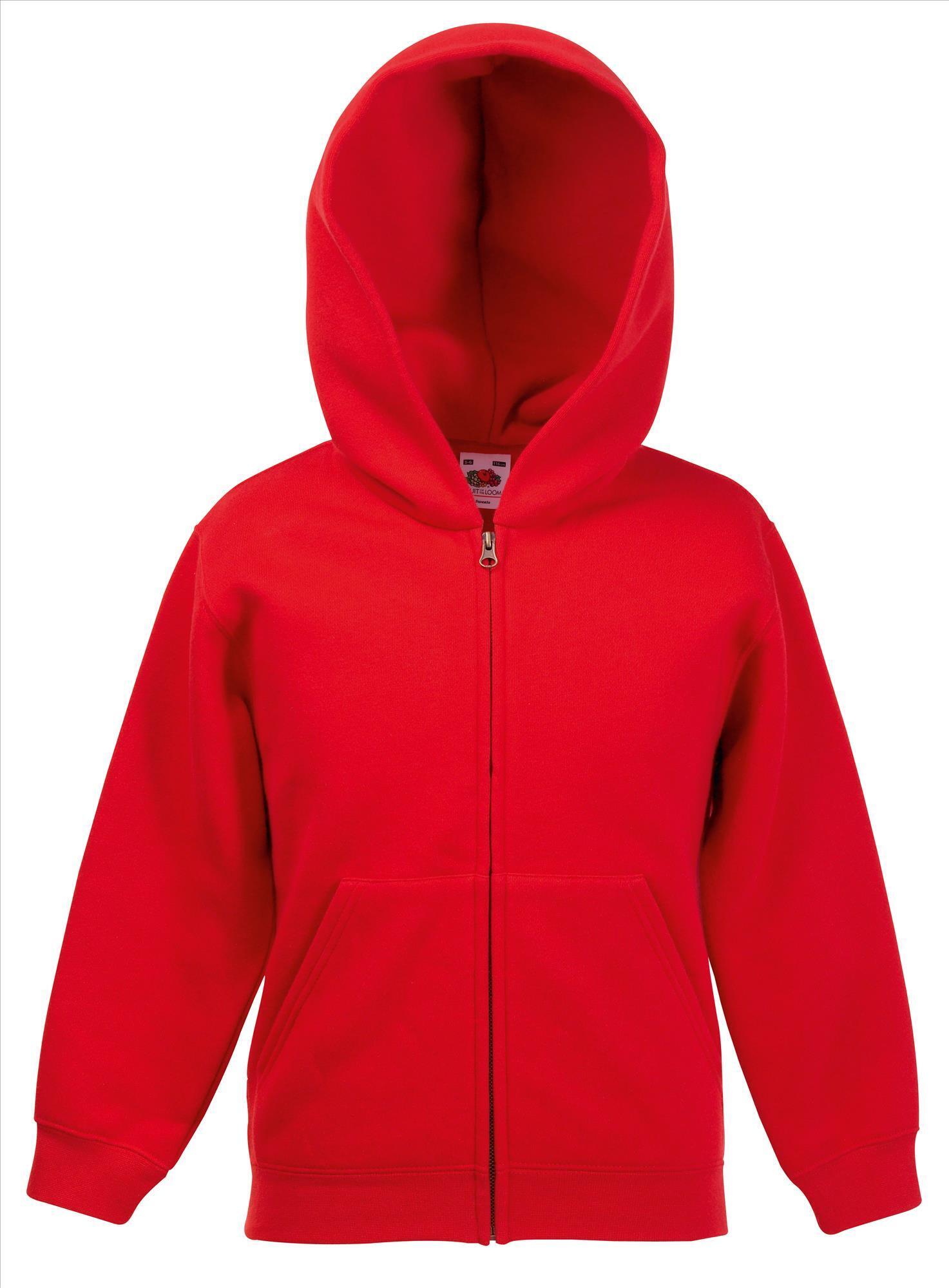 Kinderhoodie rood bedrukbaar met eigen ontwerp te personaliseren