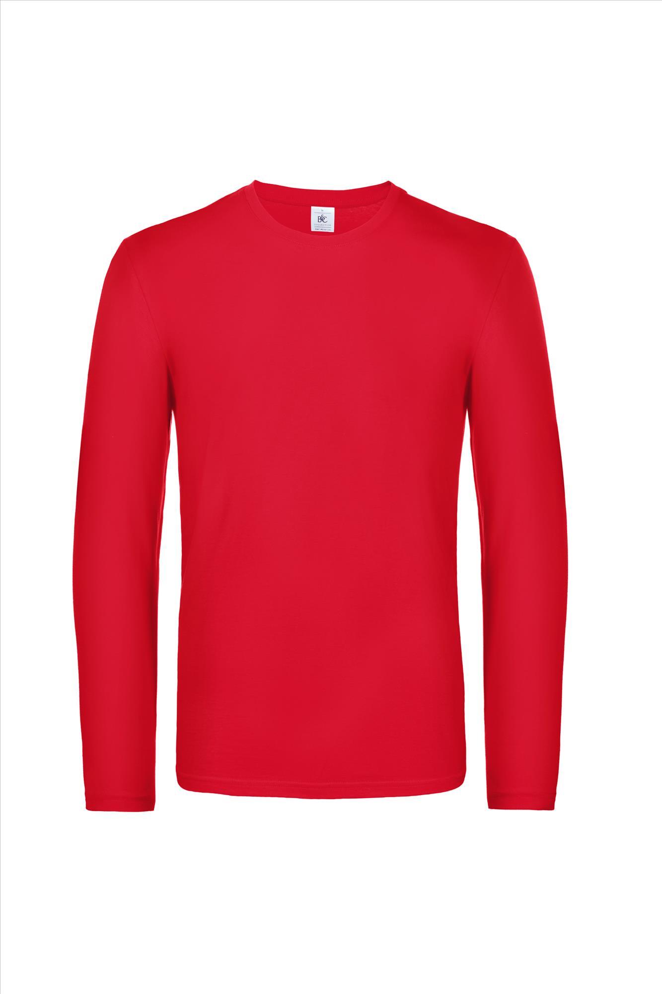 Modern zware kwaliteit heren T-shirt met lange mouwen rood te personaliseren