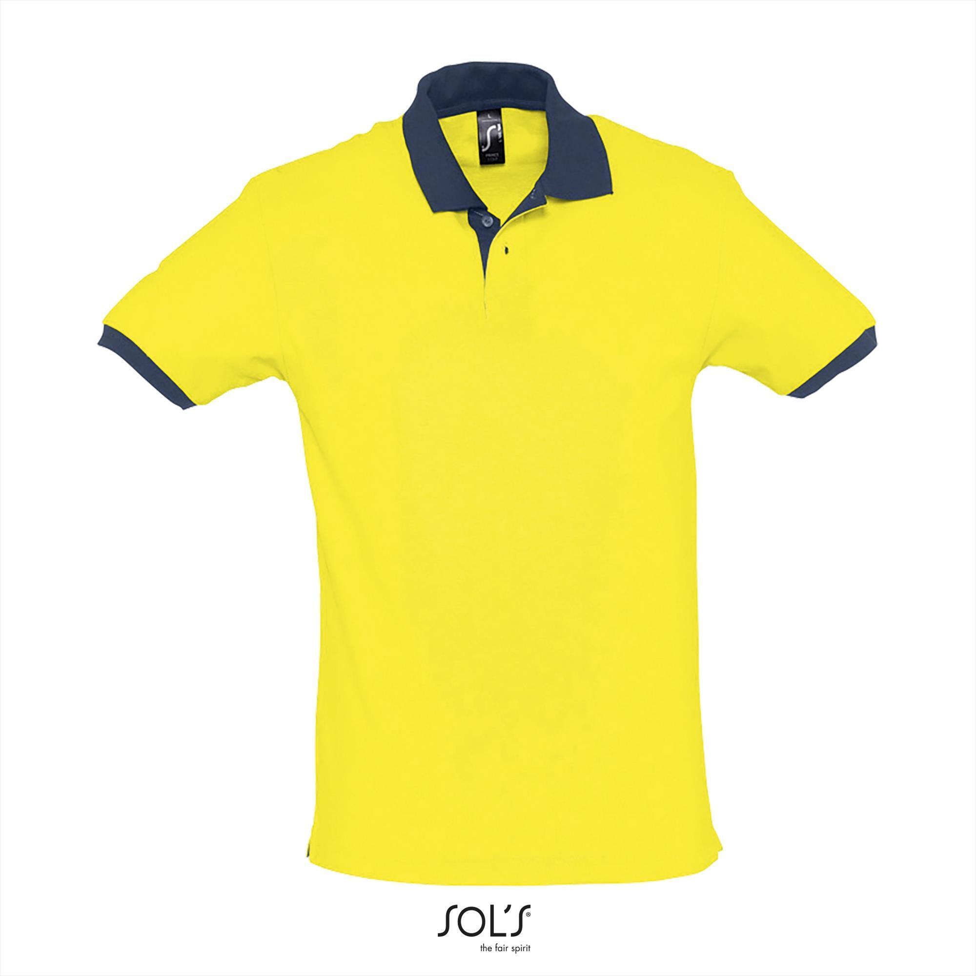 Polo geel met blauw heren tweekleurige Trendy