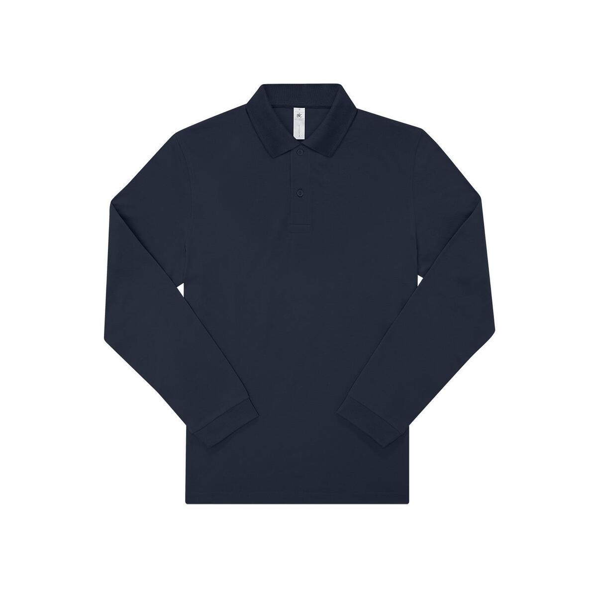 Polo lange mouw donkerblauw voor mannen unisex te personaliseren