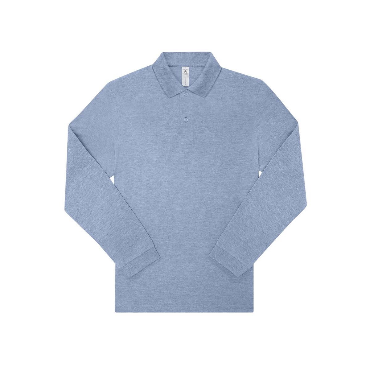 Polo lange mouw heather blauw voor mannen unisex te personaliseren