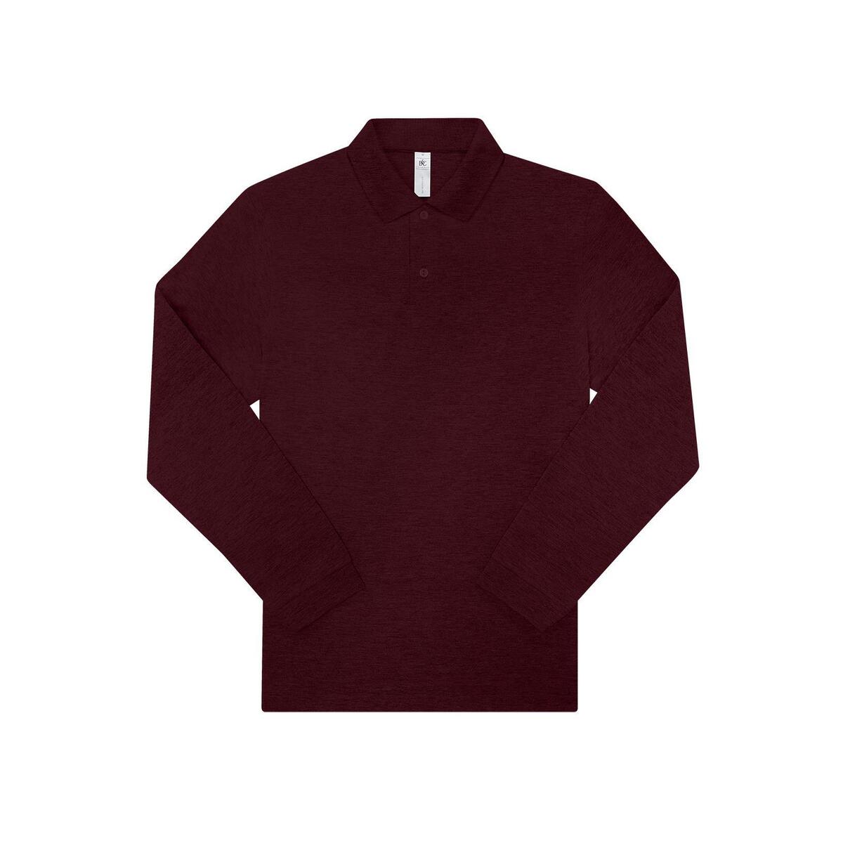 Polo lange mouw heather burgundy voor mannen unisex te personaliseren