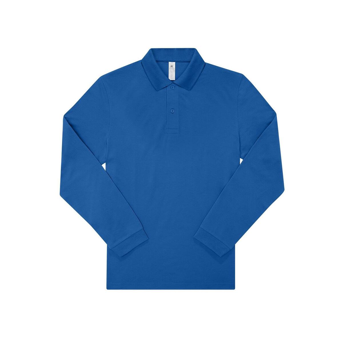 Polo lange mouw royal blauw voor mannen unisex te personaliseren