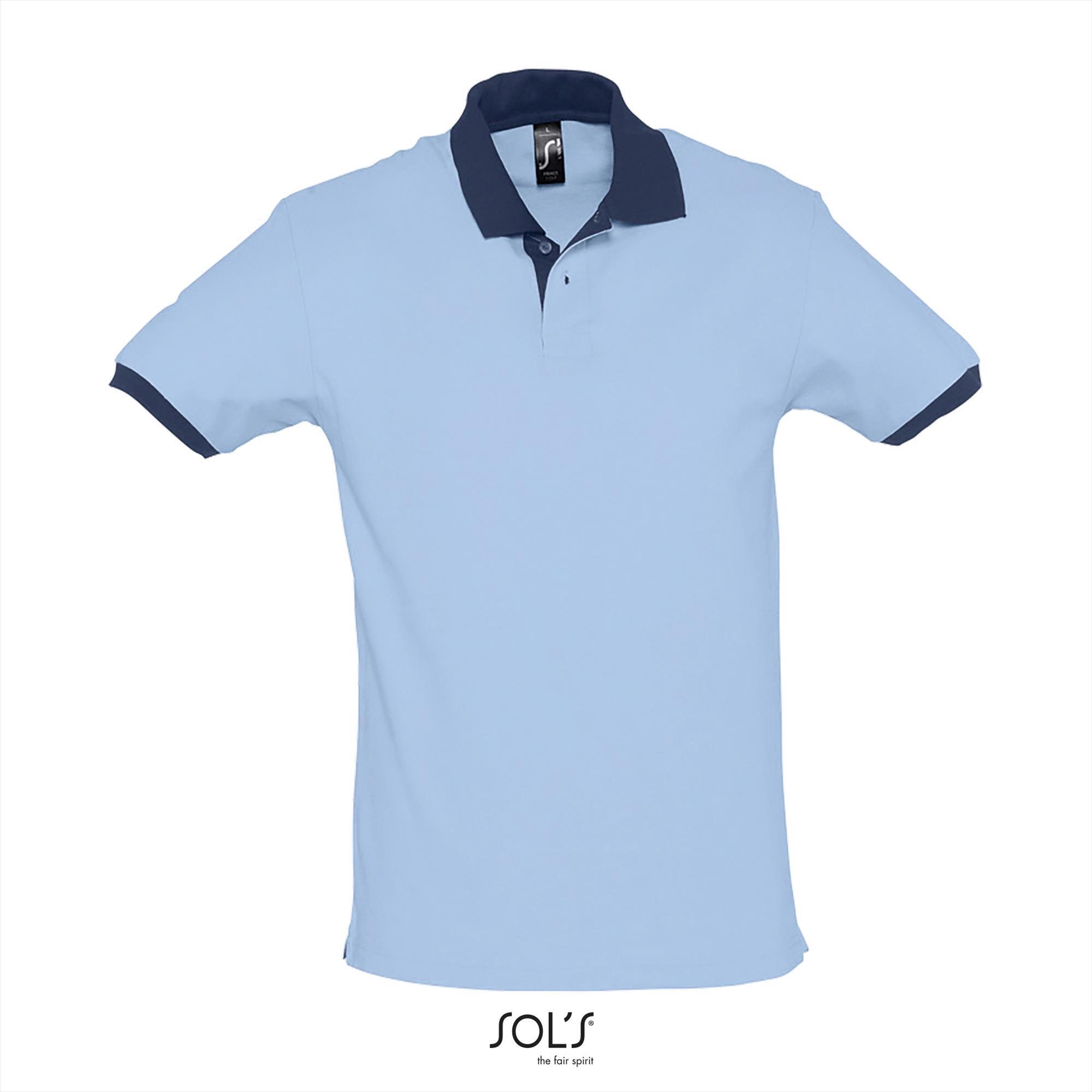 Polo lichtblauw met blauw heren tweekleurige Trendy