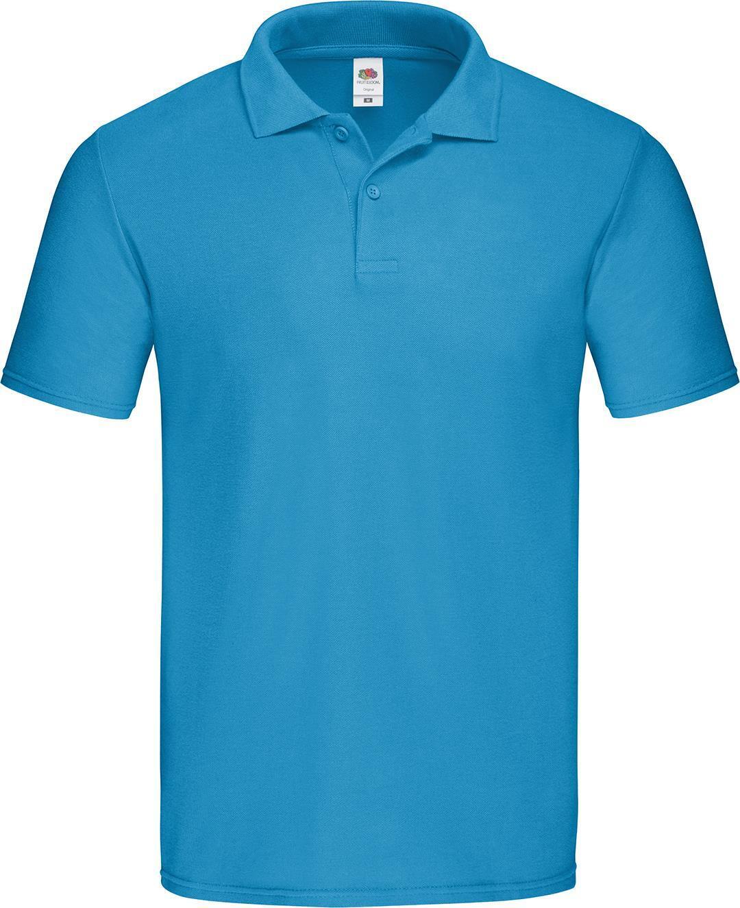 Polo voor mannen azuur blauw korte mouw te bedrukken te personaliseren