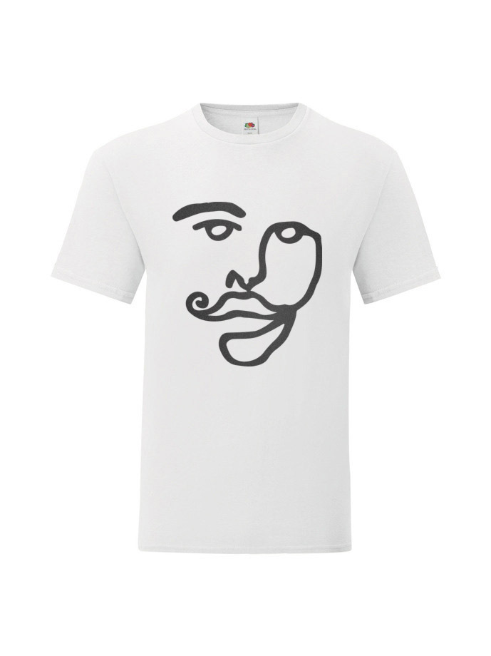 Shirt Mannen Gezicht Met Snor een lijn getekend design