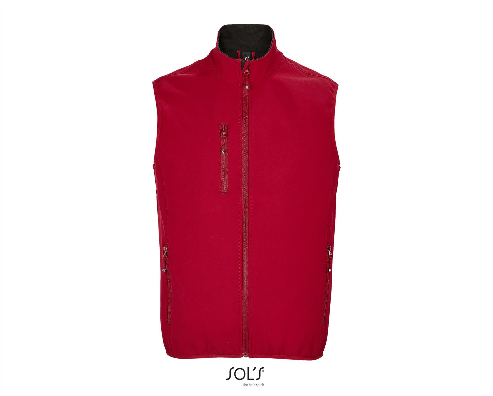 Softshel Bodywarmer heren peper rood duurzaam gerecycled polyester