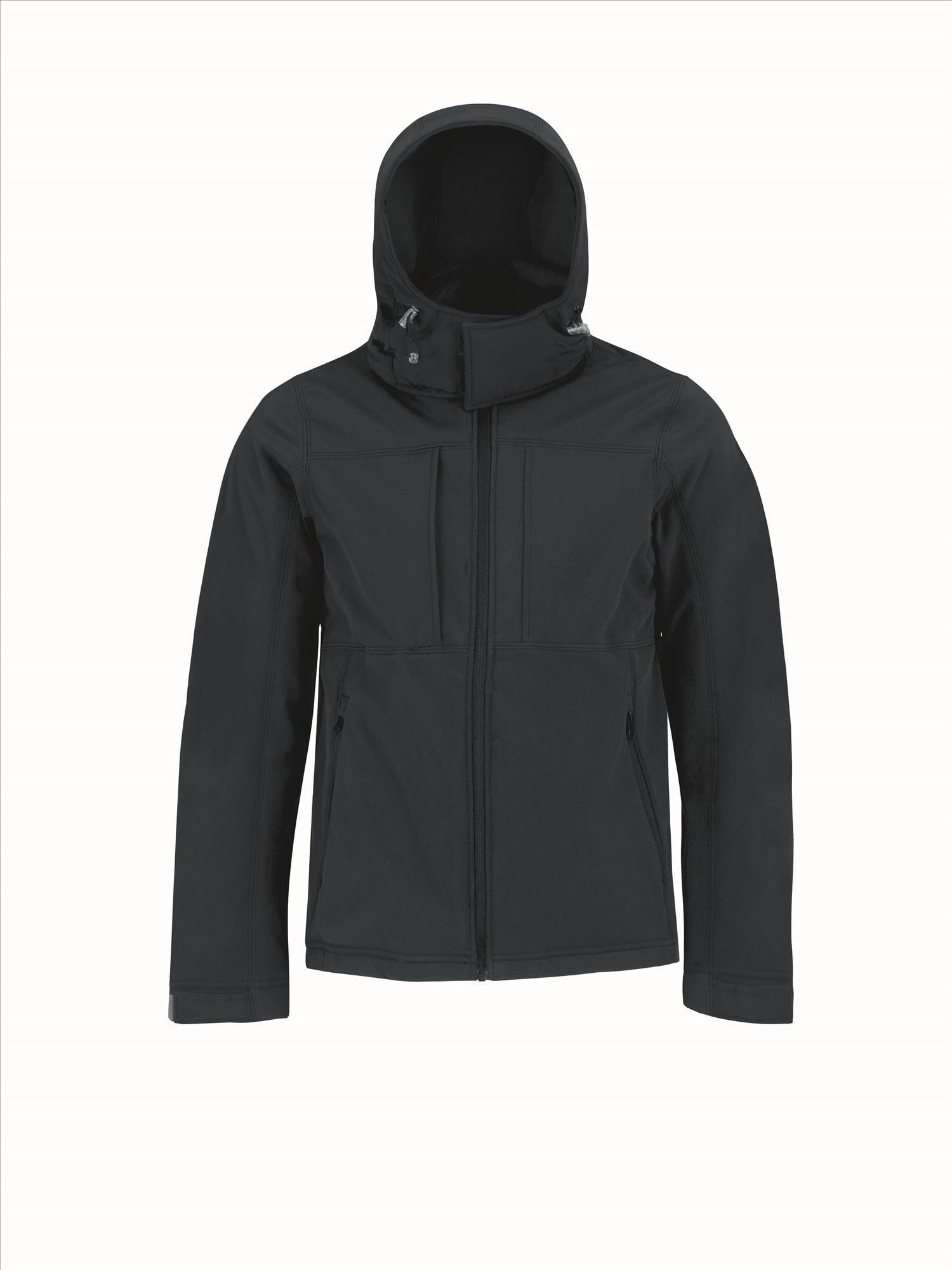 Softshell jas voor mannen donkerblauw met afneembare en verstelbare capuchon