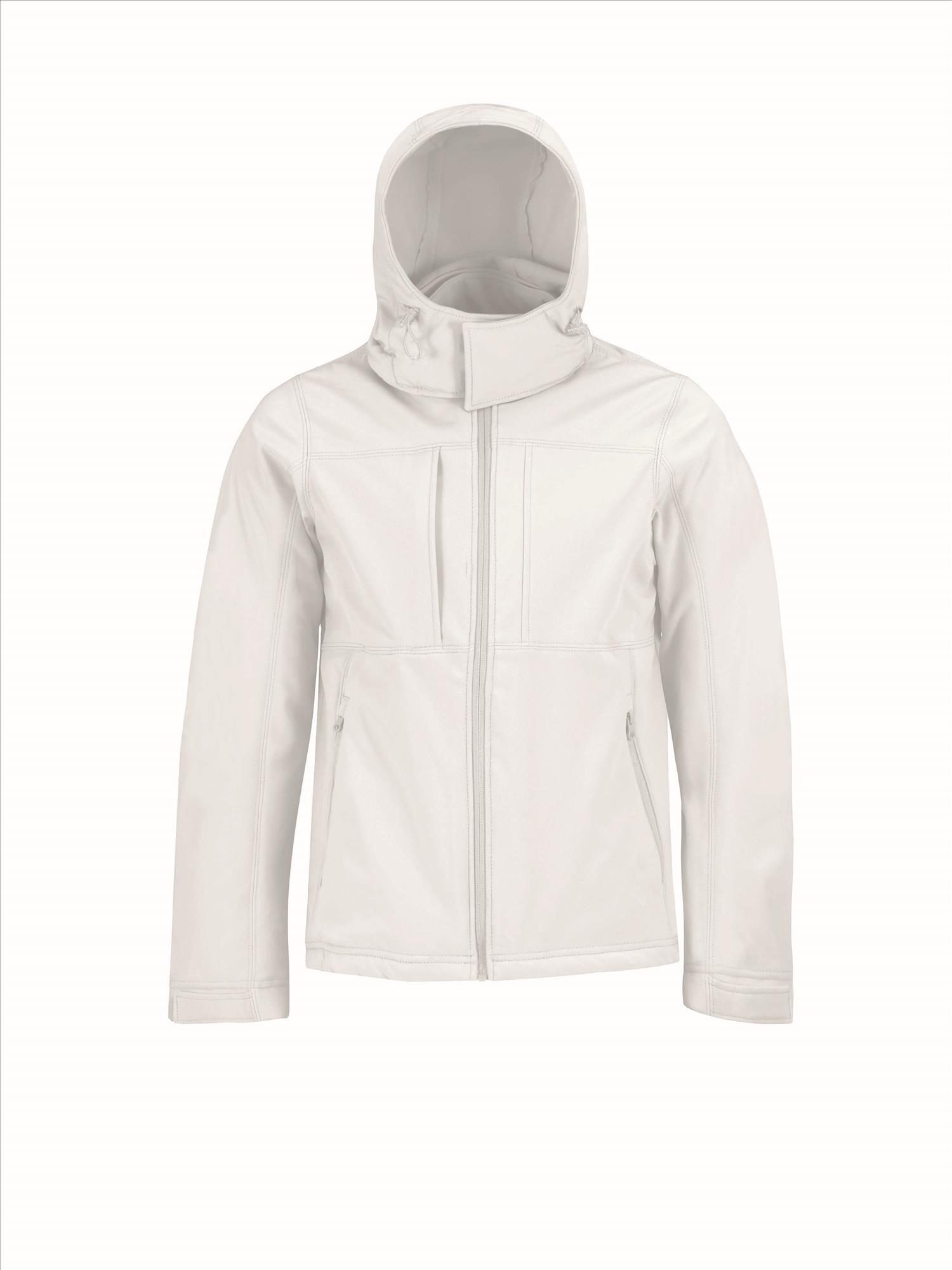 Softshell jas voor mannen wit met afneembare en verstelbare capuchon